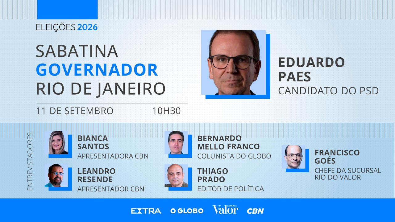 Eduardo Paes na sabatina do Globo: segurança, ADPF das Favelas e críticas a Cláudio Castro